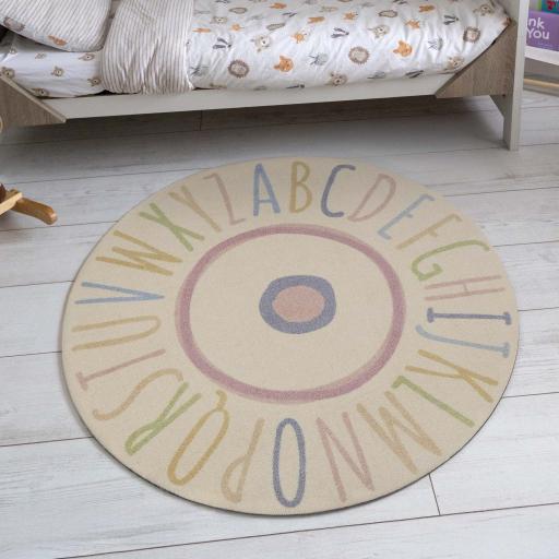 My Play Mat Alphabet Educational Rug Circle for Kids Non-Slip Washable Mat in 100 cm Round