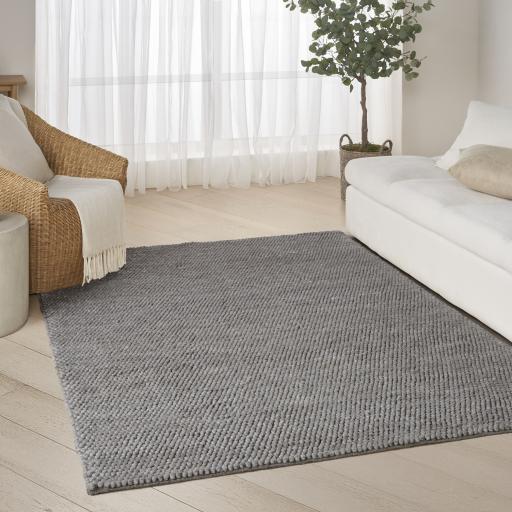 DKNY Pure Knots DKP01 Hand Made Plush Chunky Loop Texture Grey Rug