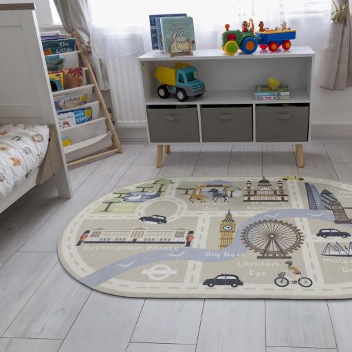 My Play Mat London Landmarks for Kids Non-Slip Washable Rug in 100 x 150 cm