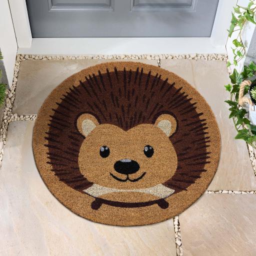 My Mat Printed Coir Doormat Hedgehog Circle 60x60 cm