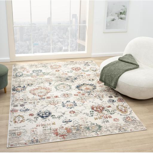 Nova Carlie Rug Modern Distressed Traditional Persian Multi Coloured Rug or Hallway Runner