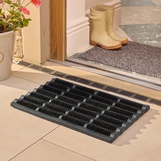 Outdoor Coir Mud Dirt Scraper Mat Doormat with Eco-Friendly Latex Backing in Black 40 x 60 cm