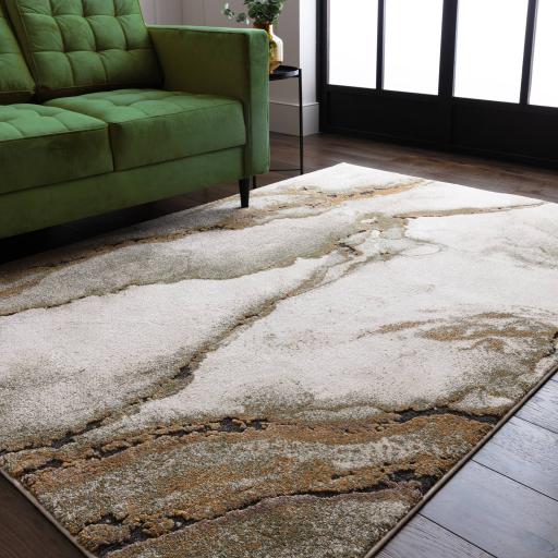 Mirage Oasis Marbled Soft Plush Texture Modern Abstract Rug in Green