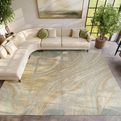 Brushlight BRL05 Modern Abstract New Zeland Wool & Viscose Hand Carved Luxury Beige Grey Rug