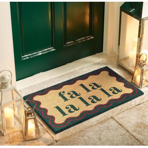 My Mat Printed Coir Doormat Christmas Fa La La La La 45 x 75 cm