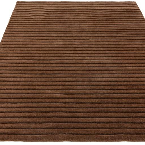 Linie Hand Made Sculpted Ribbed Shape Wool Rug in Cocoa Brown